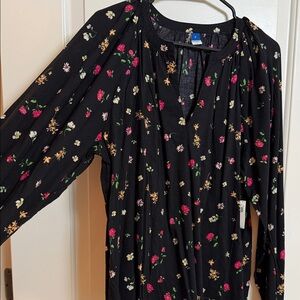 Old Navy Black Floral Blouse